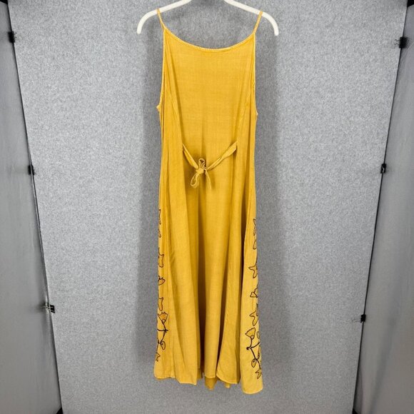 Womens Embroidered Maxi Dress Size S Yellow Cosplay Renaissance Boho Festival - Picture 6 of 13